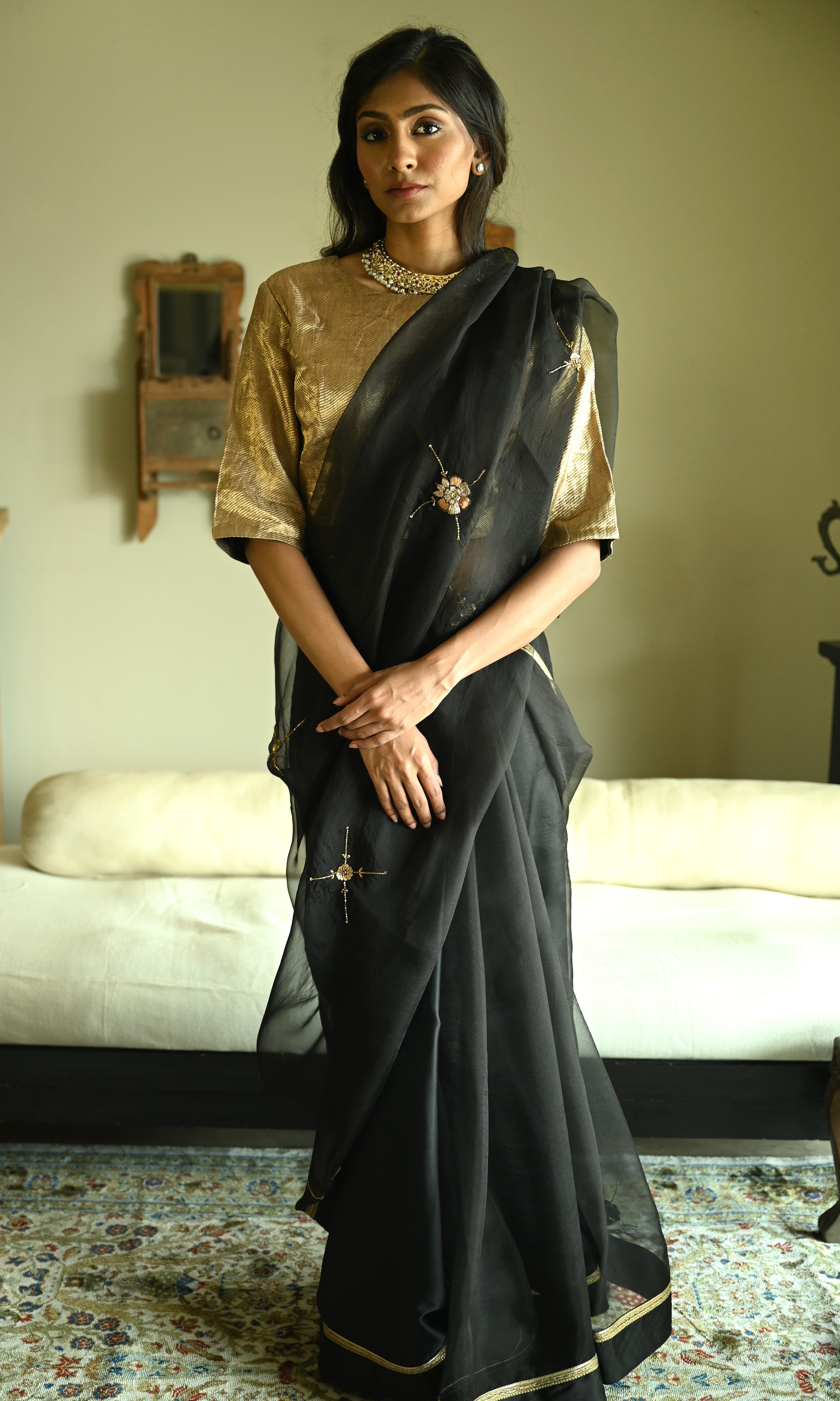 Rubina Saree in Black Organza
