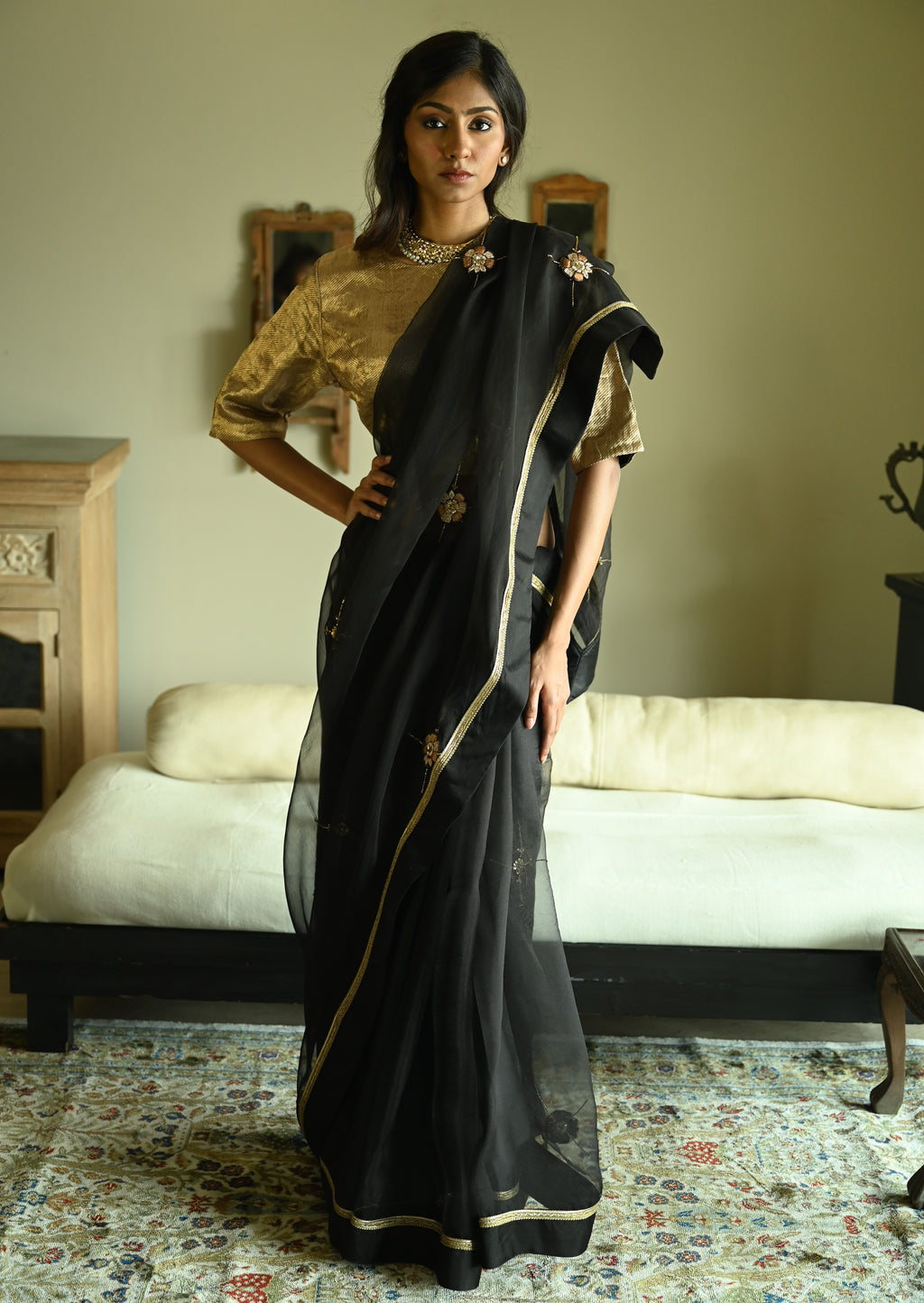 Rubina Saree in Black Organza