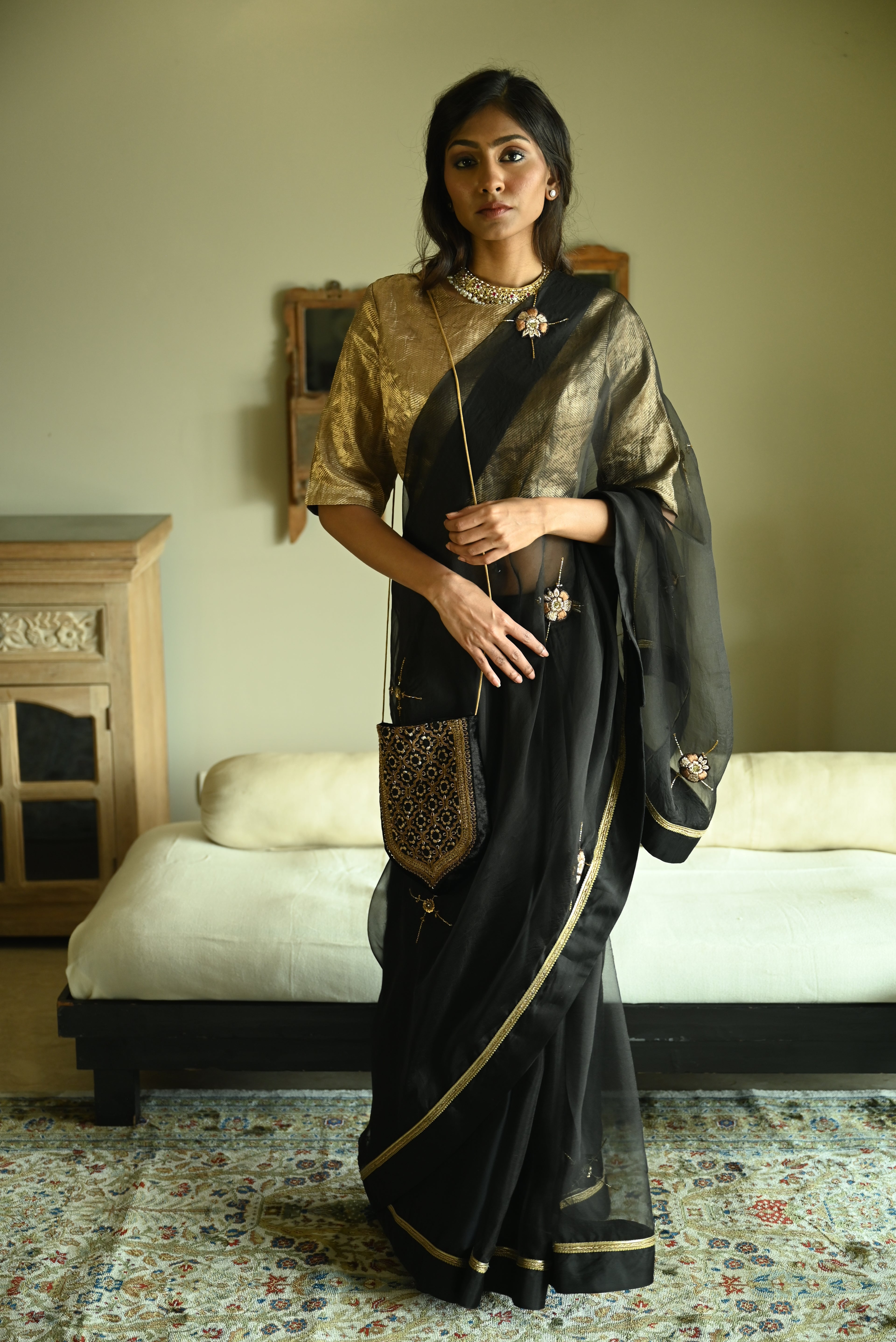 Rubina Saree in Black Organza