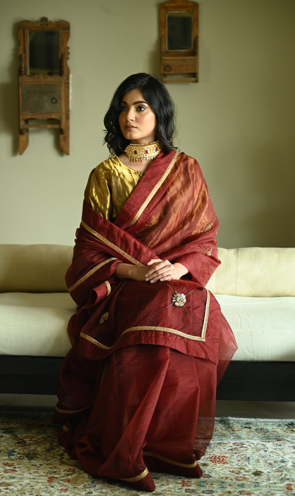 Rubina Saree in Red Organza