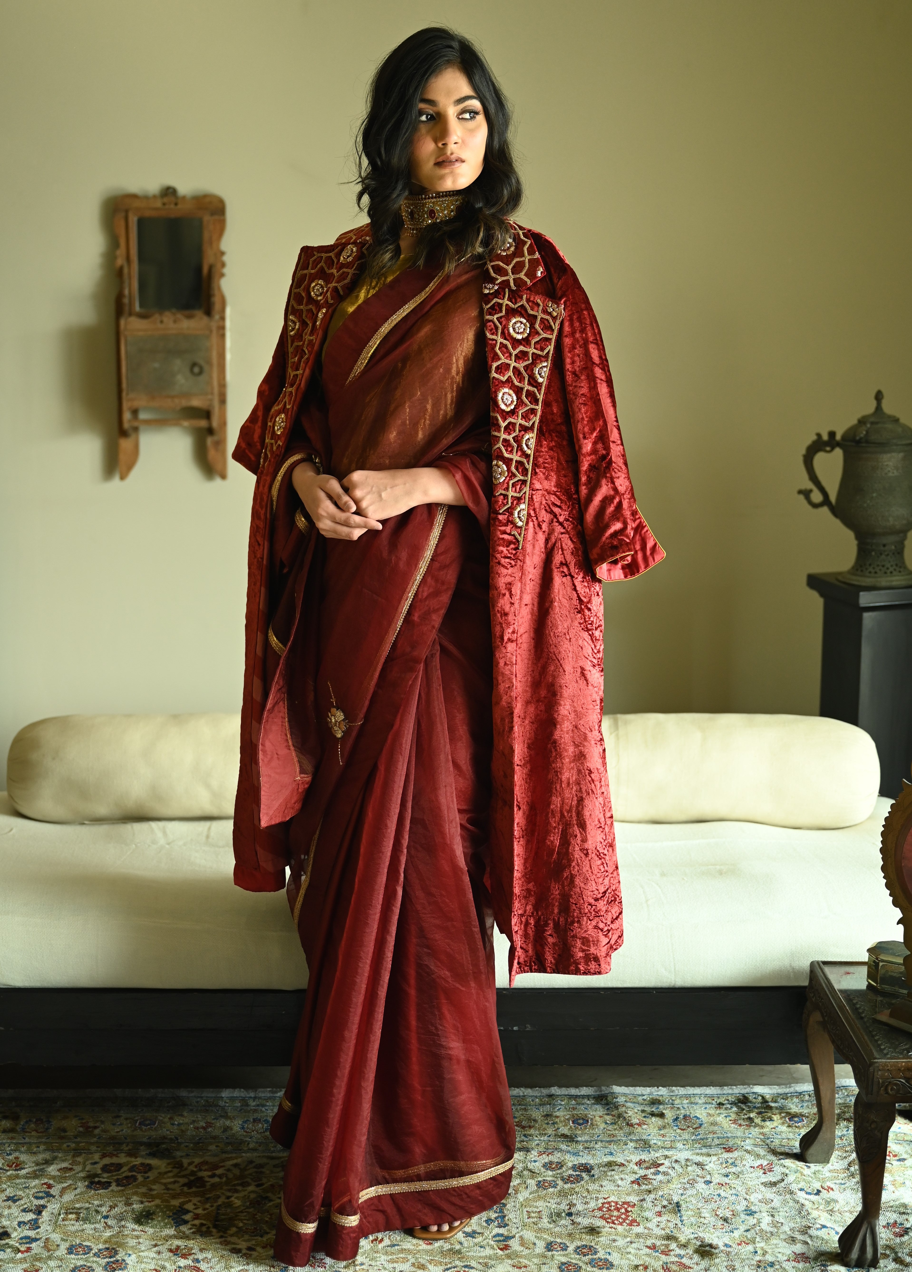 Rubina Saree in Red Organza