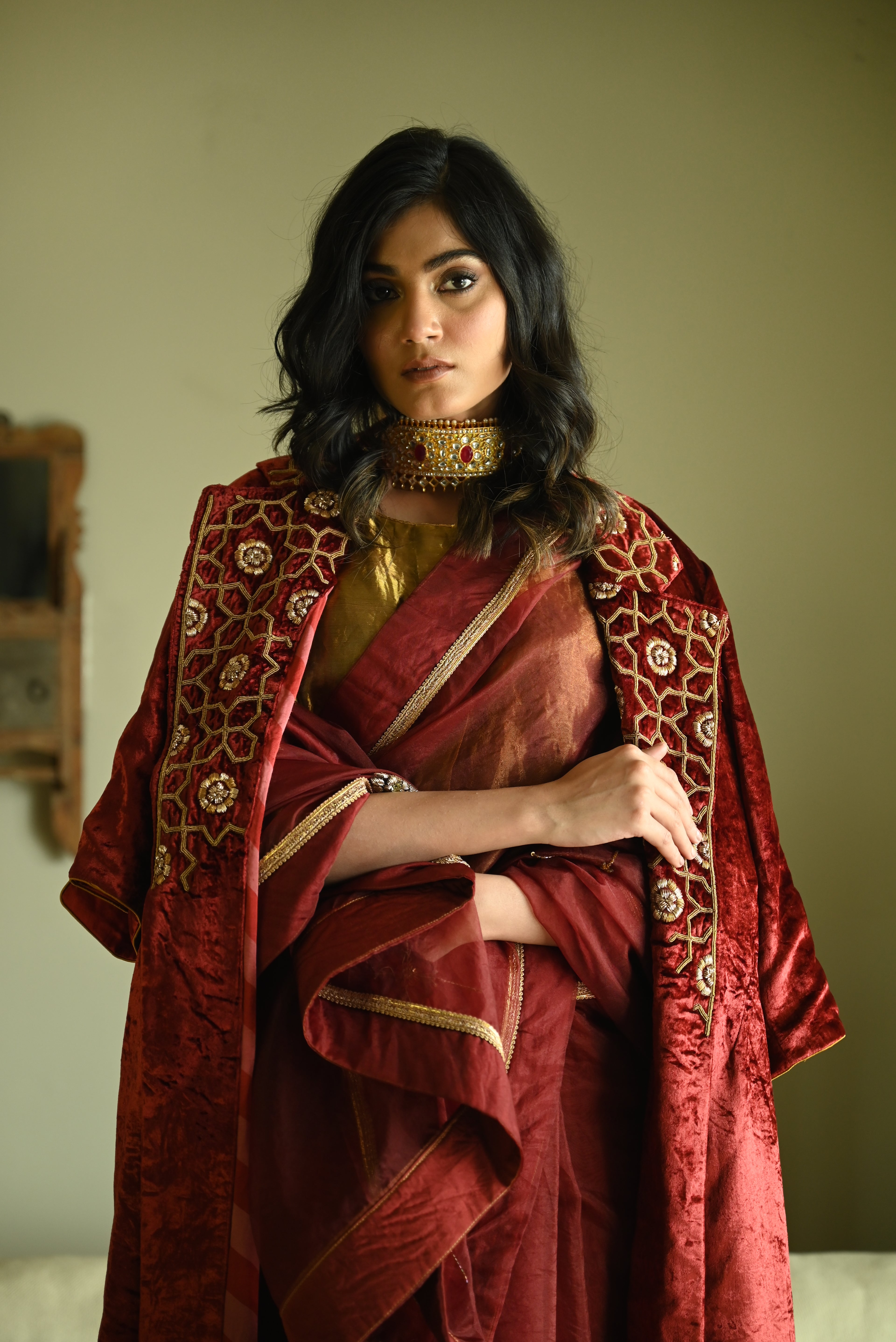 Sally Jacket in Red Velvet