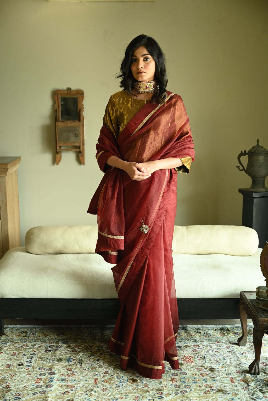 Rubina Saree in Red Organza