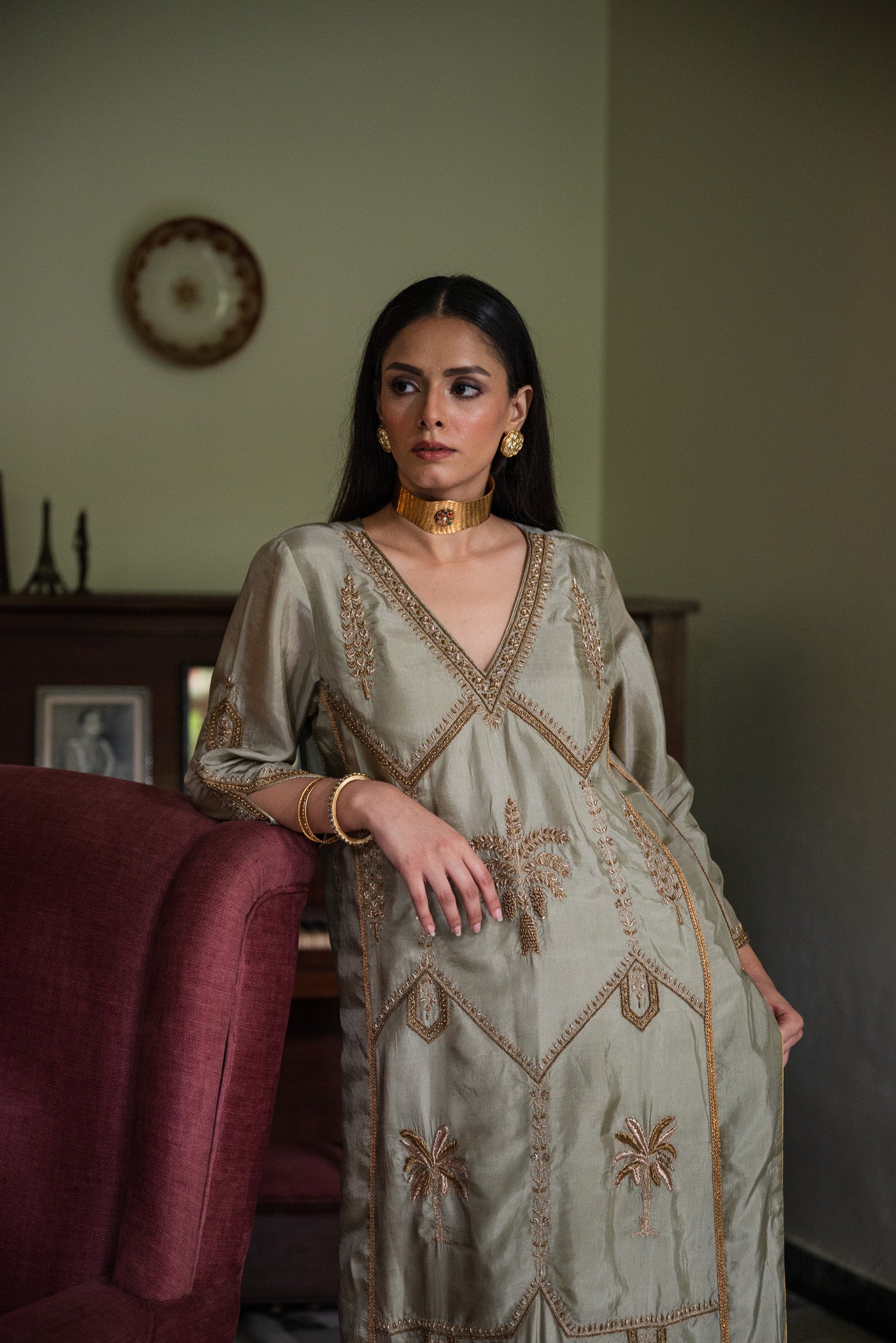 Shalimar Kurta in Pista Green with Pista Green Pant