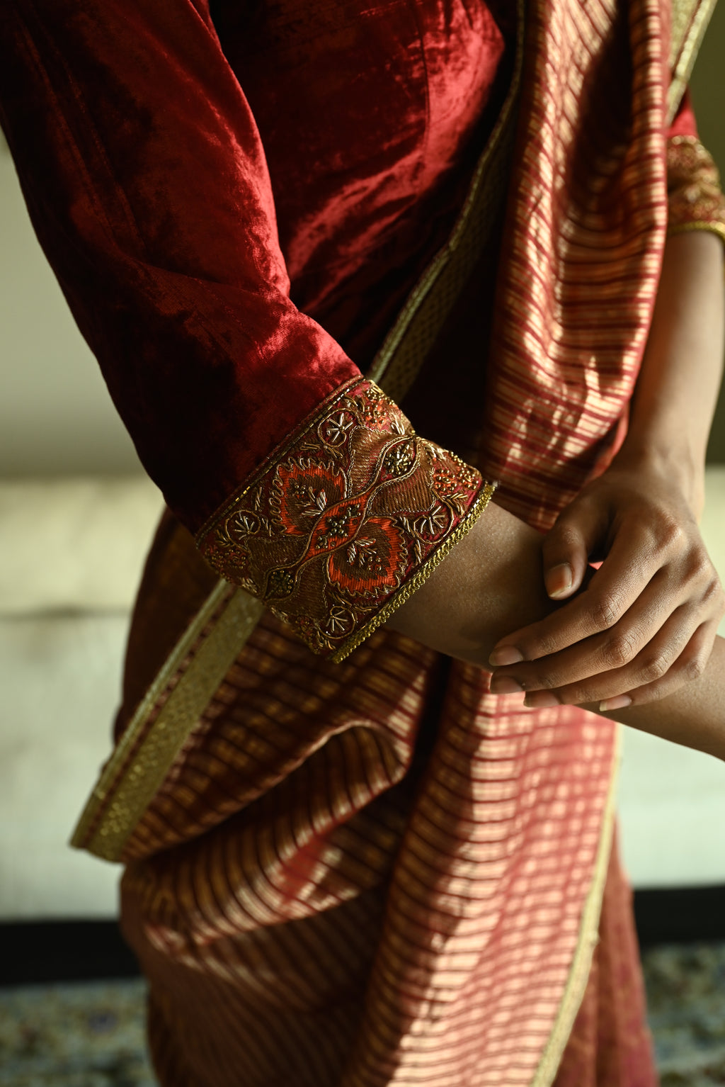 Zubeida Blouse in Red Velvet