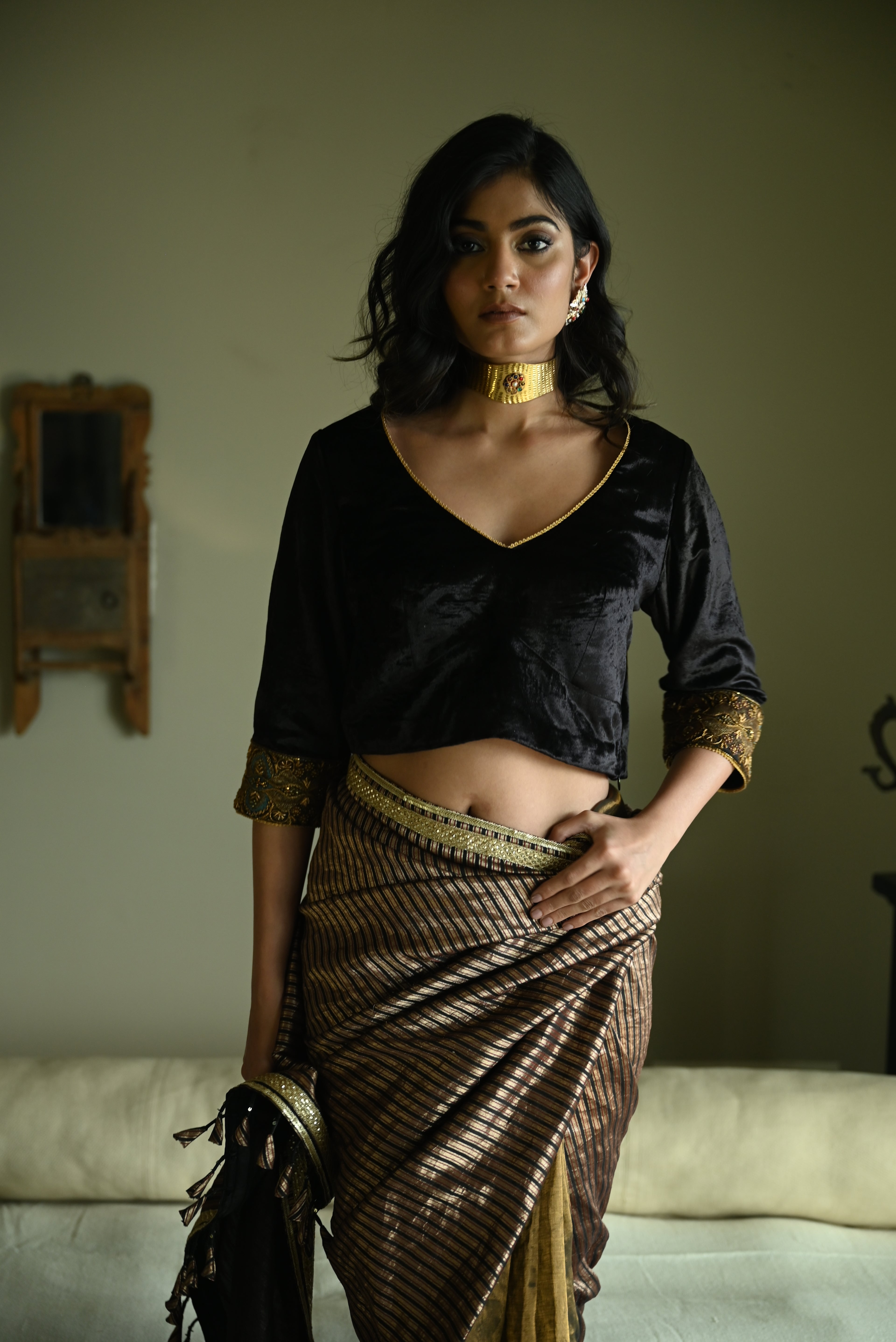 Zubeida Blouse in Black Velvet