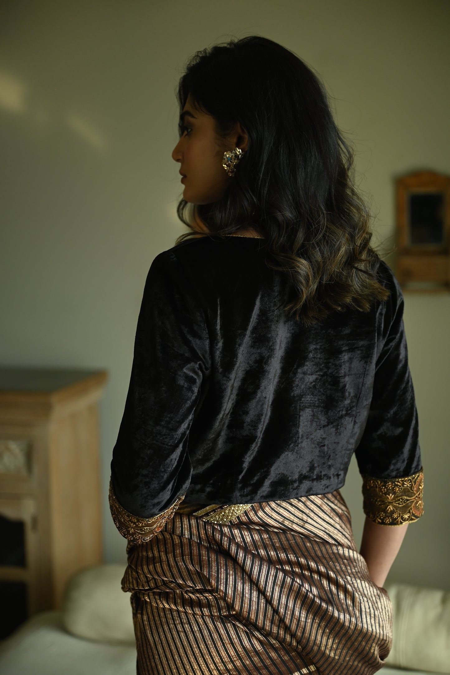 Zubeida Blouse in Black Velvet