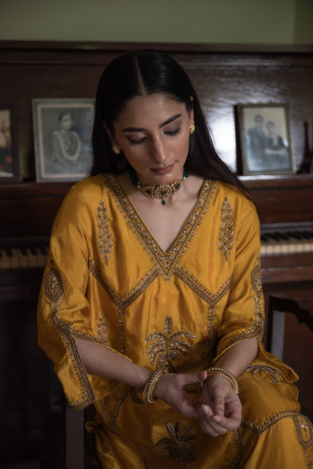 Shalimar Kaftan in Yellow with Yellow Pant