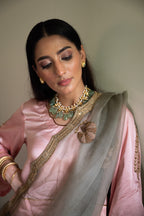 Nurjahan Organza Saree in Sage Green