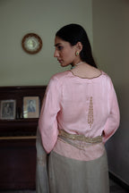 Ashok Scallop Blouse in Blush Pink Silk