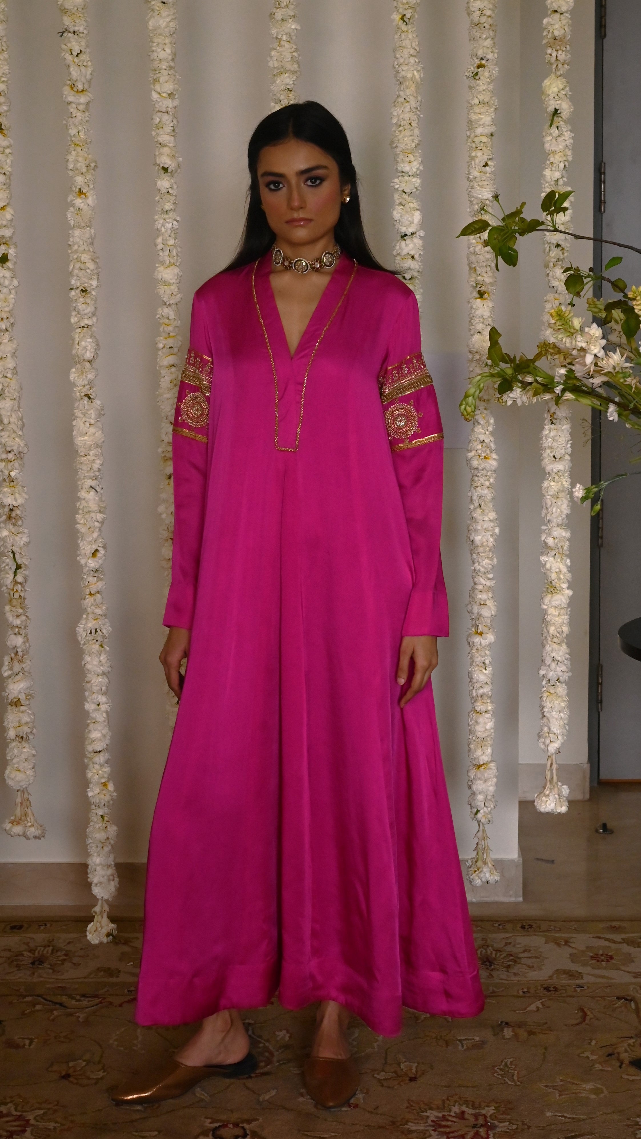Sushma Anarkali in Hot Pink Satin Silk