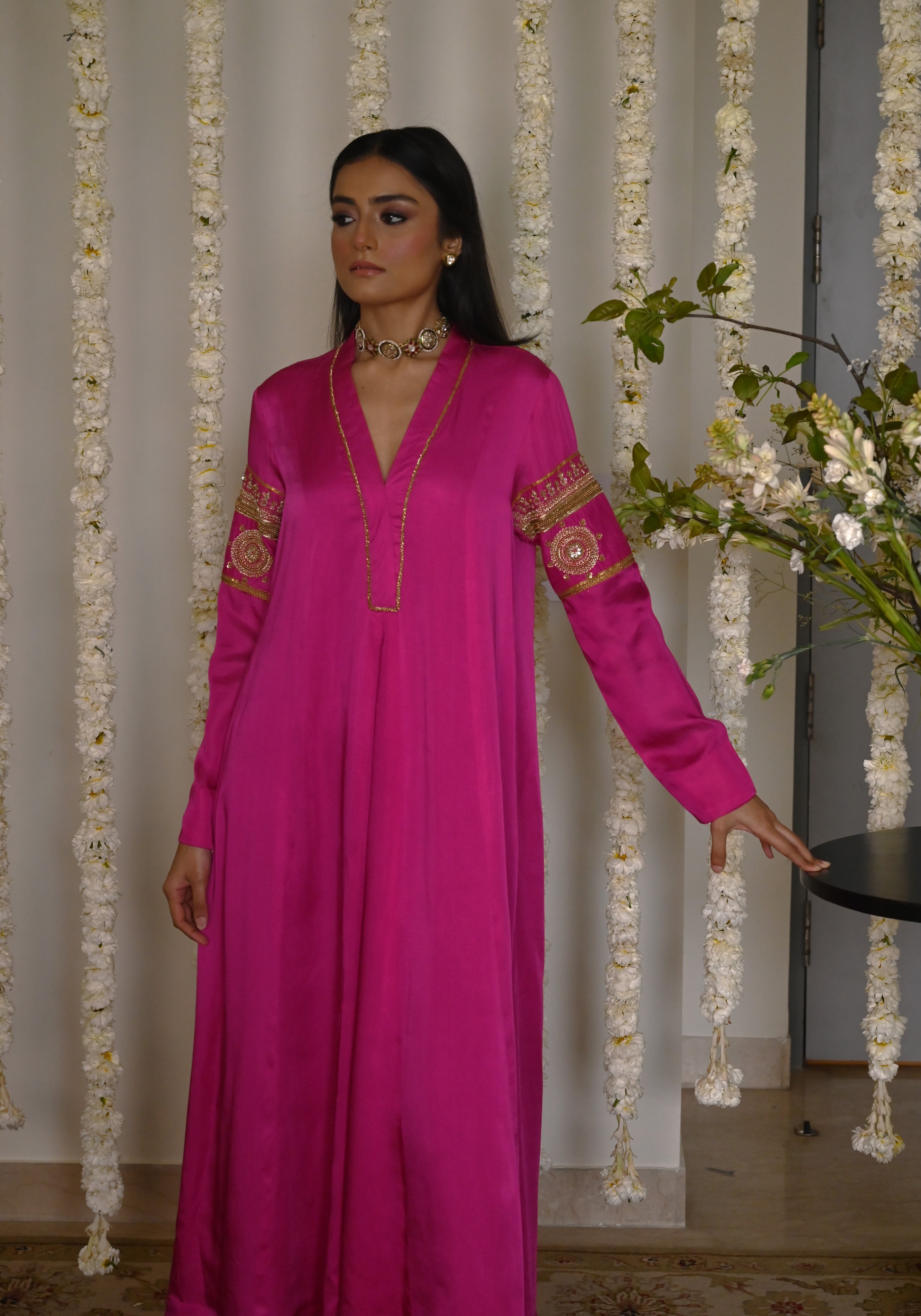 Sushma Anarkali in Hot Pink Satin Silk