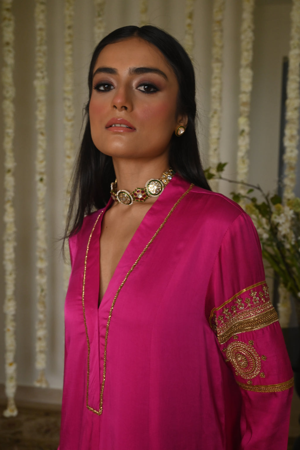 Sushma Anarkali in Hot Pink Satin Silk