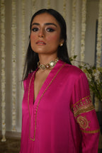 Sushma Anarkali in Hot Pink Satin Silk