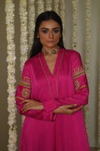 Sushma Anarkali in Hot Pink Satin Silk