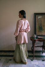 Anisha Kurta in Blush Pink with Pista Green Sharara