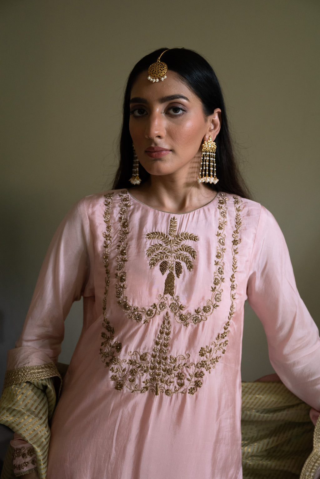 Maala Kurta in Blush Pink with Blush Pink Garara