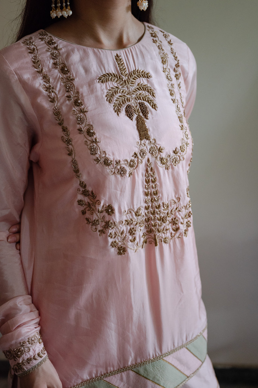 Maala Kurta in Blush Pink with Blush Pink Garara