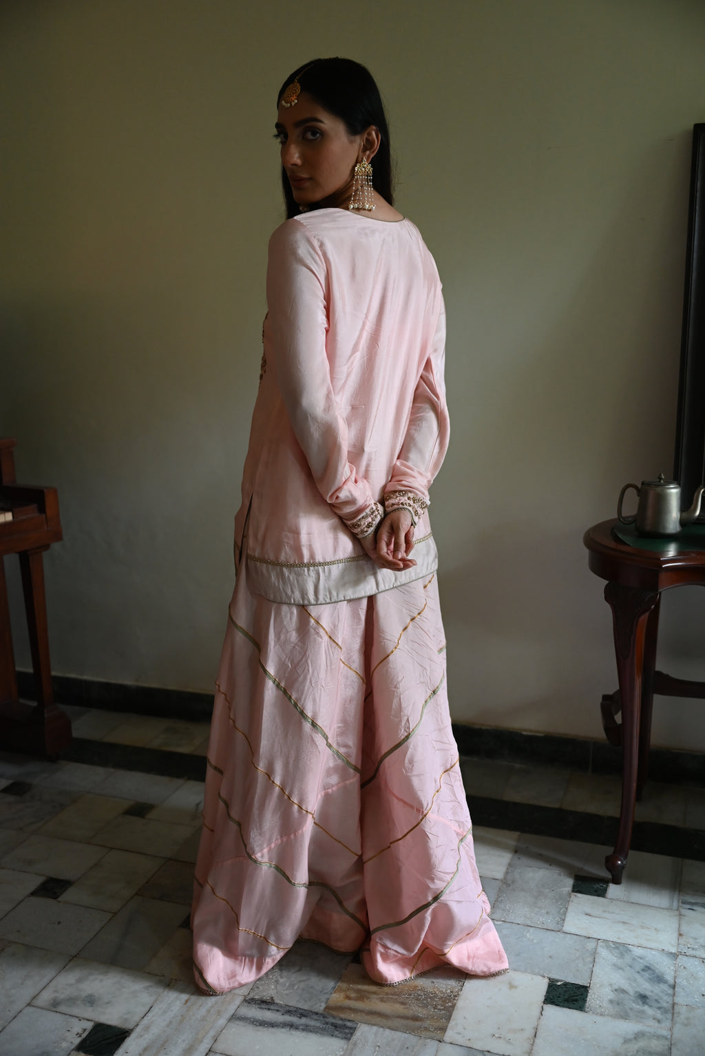 Maala Kurta in Blush Pink with Blush Pink Garara