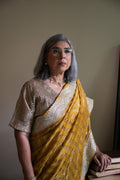 Nusrat Handloom Zari Stripe Saree in Yellow