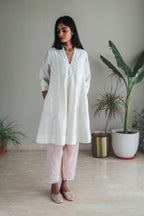 Mini Sashiko In Ivory Chanderi With Shalwar