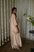Rani Tunic in Deep Ivory with Deep Ivory Cowl Palazzo