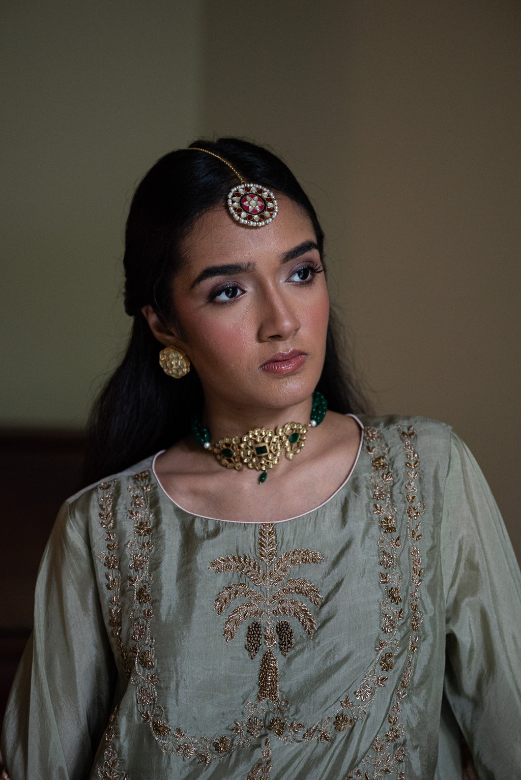 Maala Kurta in Pista Green with Pista Green Garara