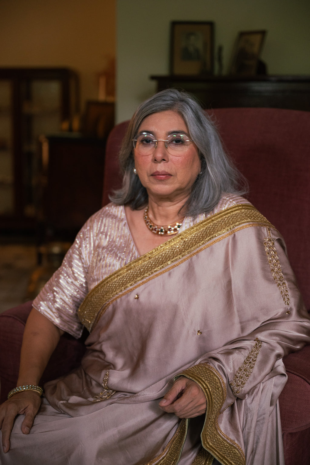 Ashok Saree in Mauve Silk