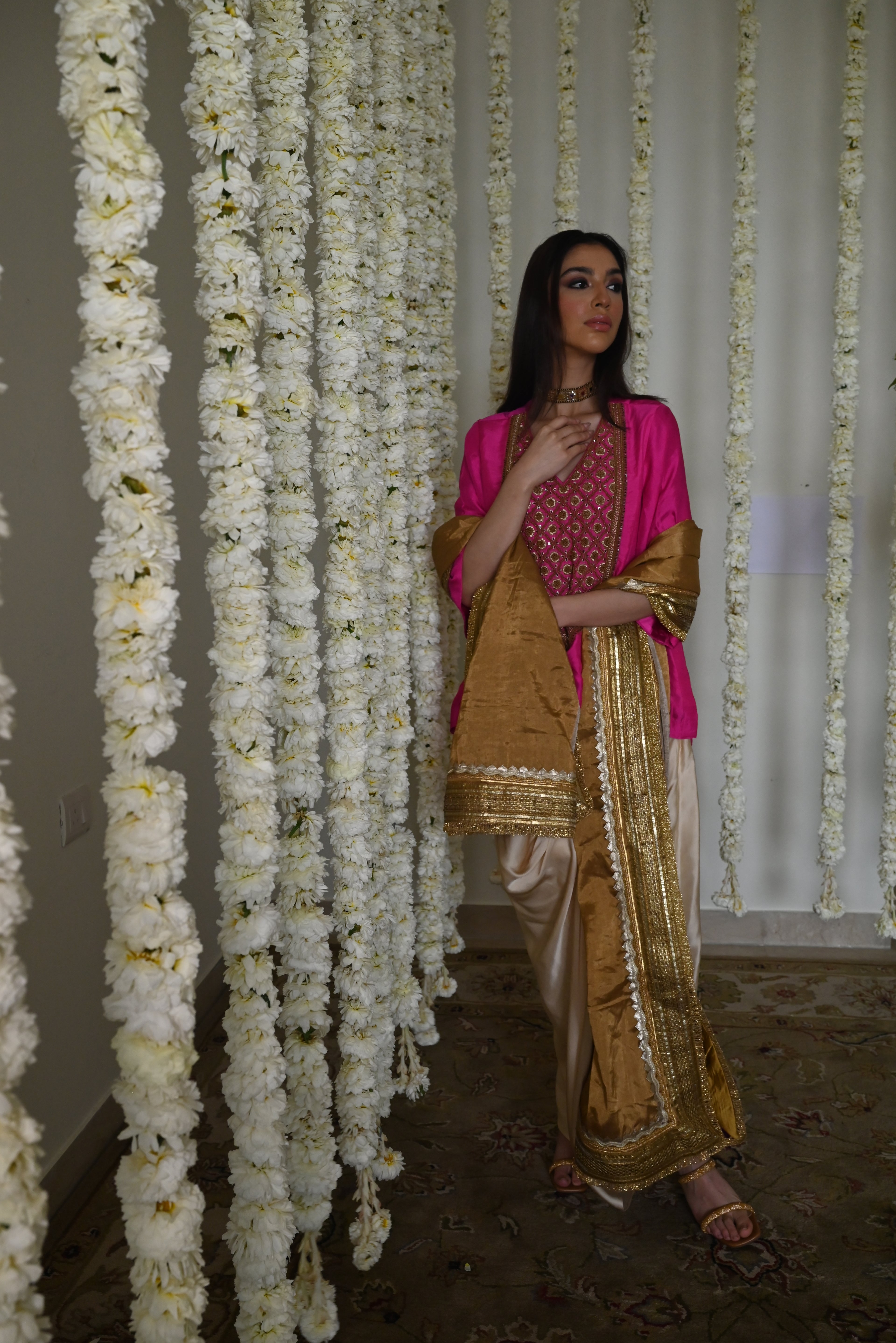 Amal Dupatta in Gold Tissue