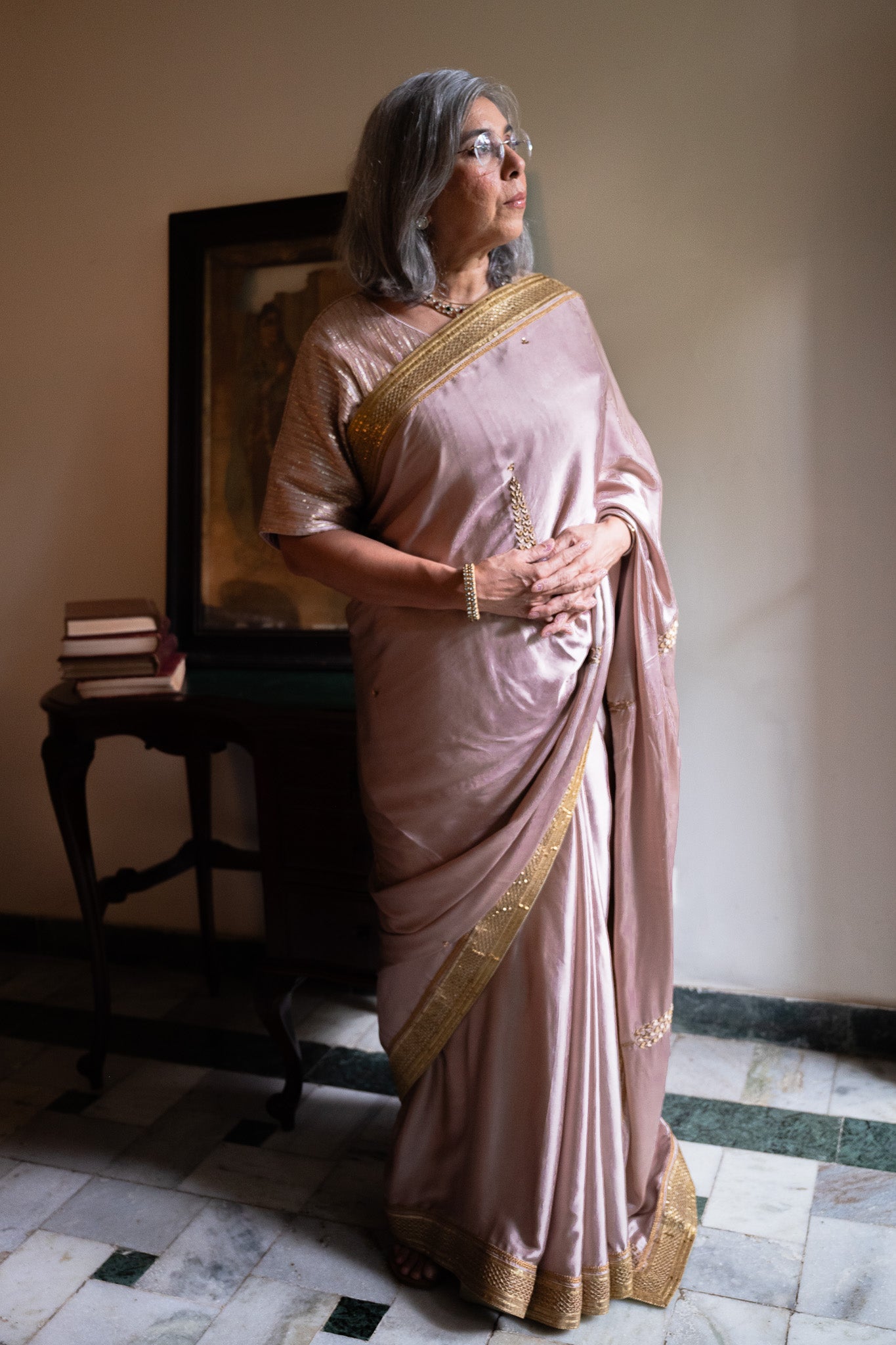 Ashok Saree in Mauve Silk