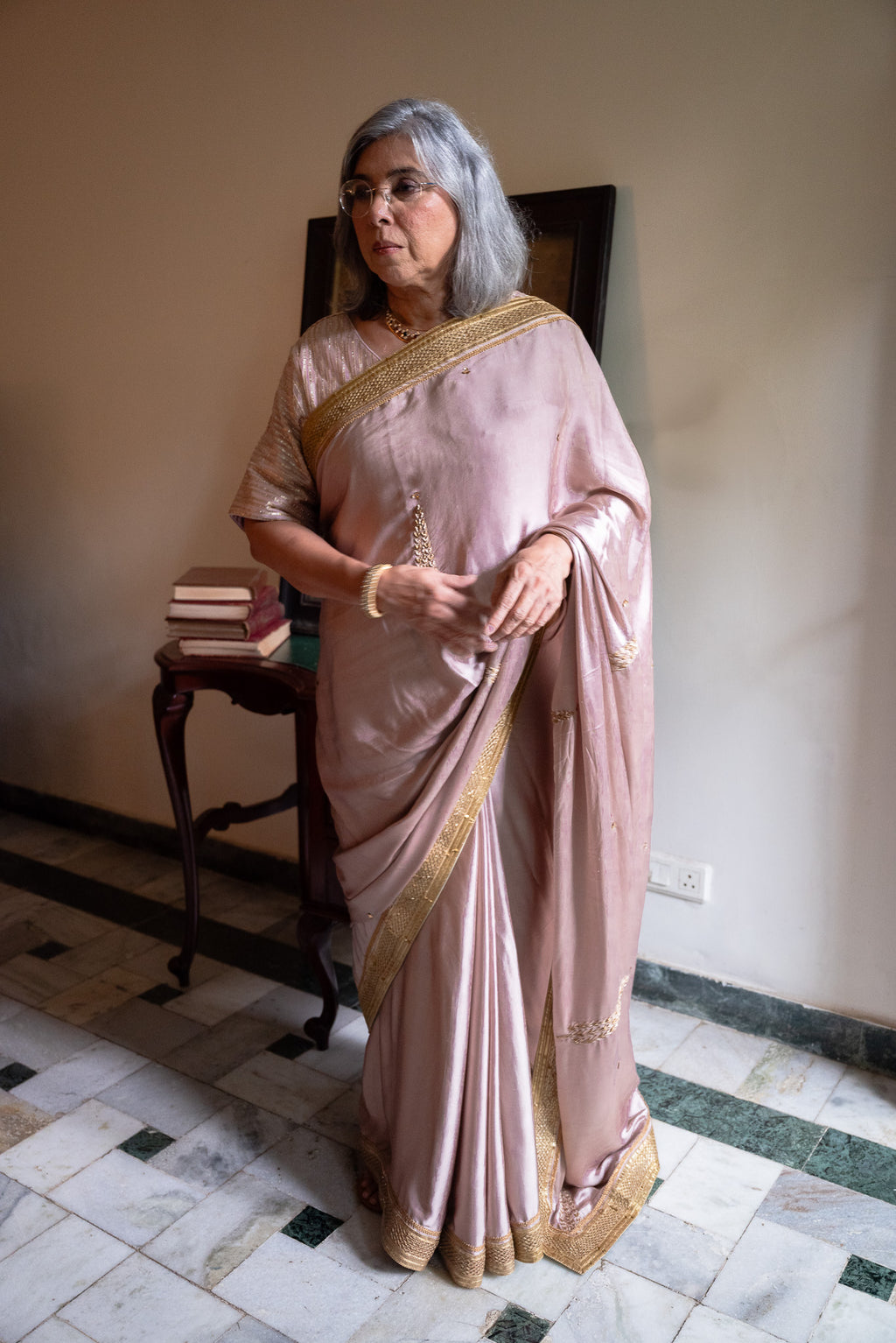 Ashok Saree in Mauve Silk