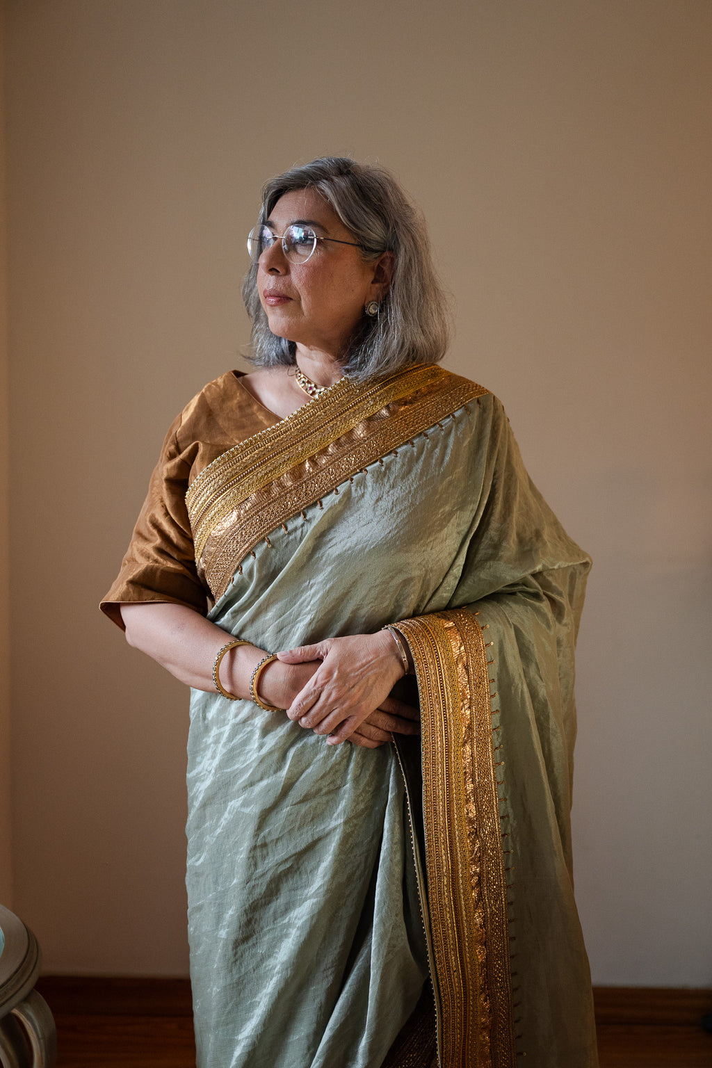 Chashme Shahi Tissue Saree in Sage Green
