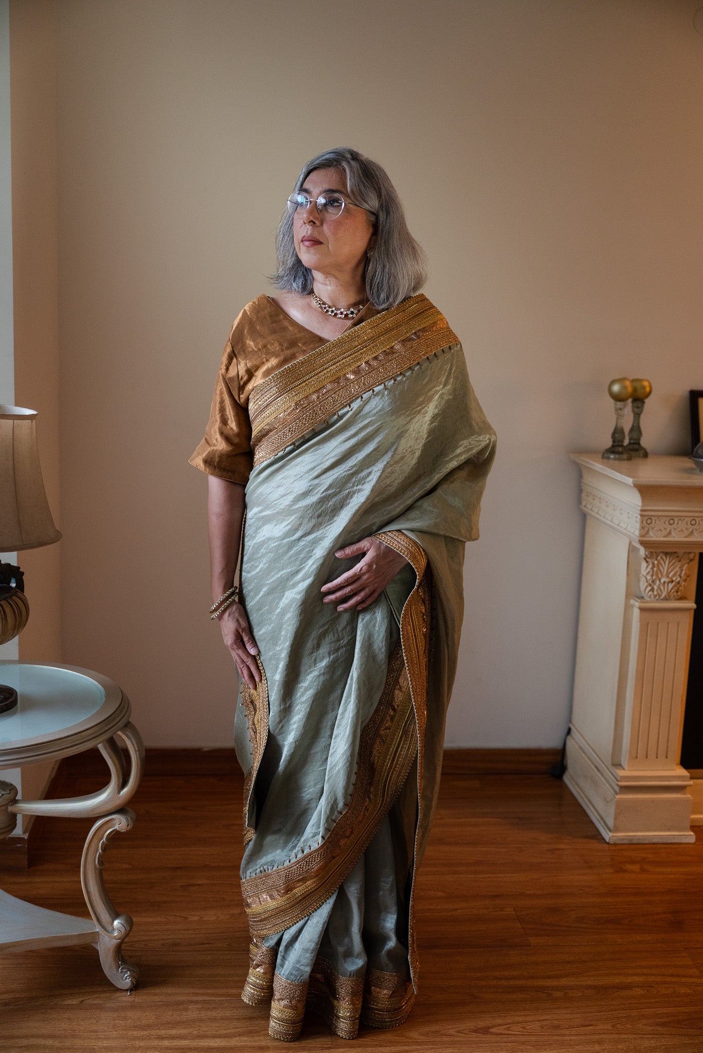 Chashme Shahi Tissue Saree in Sage Green