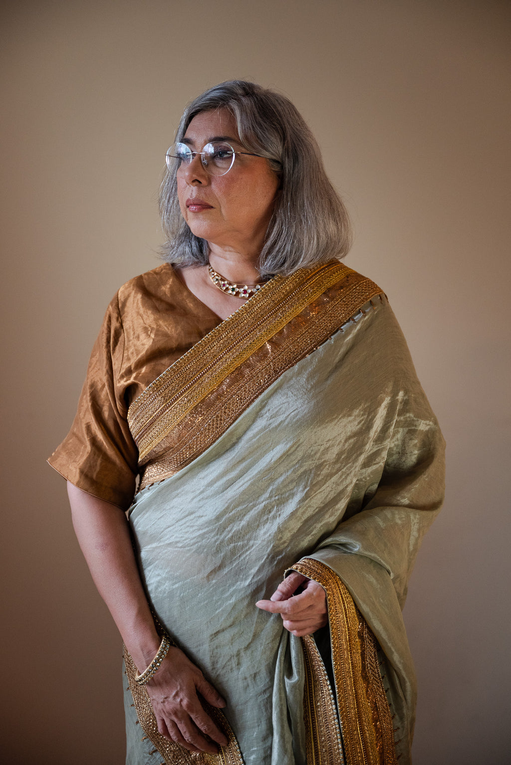 Chashme Shahi Tissue Saree in Sage Green