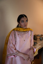 Sufi Choga in Blush Pink Chanderi with Pista Green Paki Salwar
