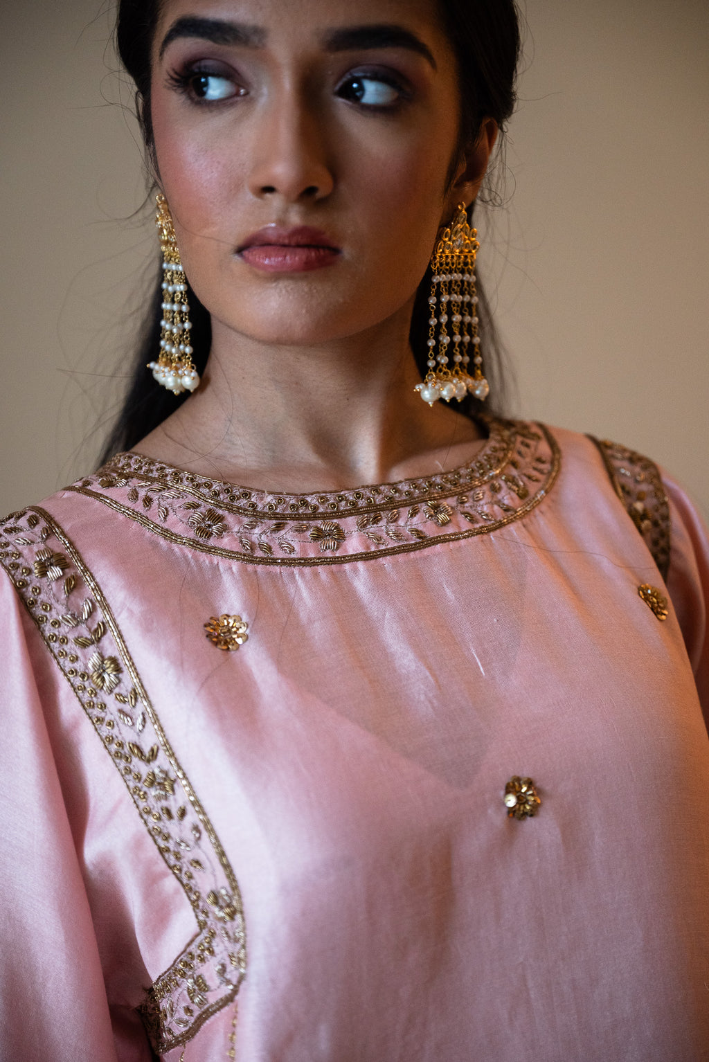 Sufi Choga in Blush Pink Chanderi with Pista Green Paki Salwar