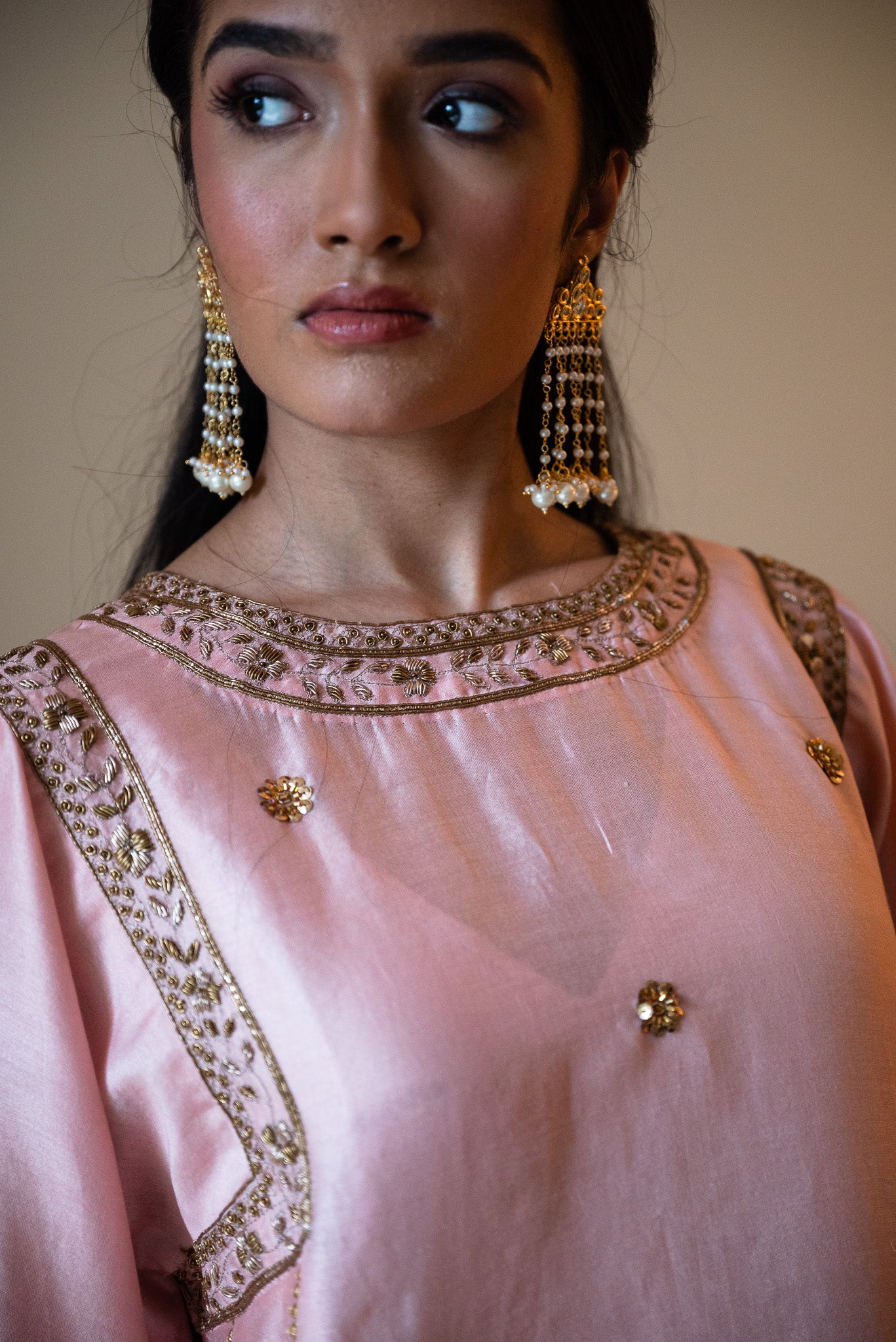 Sufi Choga in Blush Pink Chanderi with Pista Green Paki Salwar
