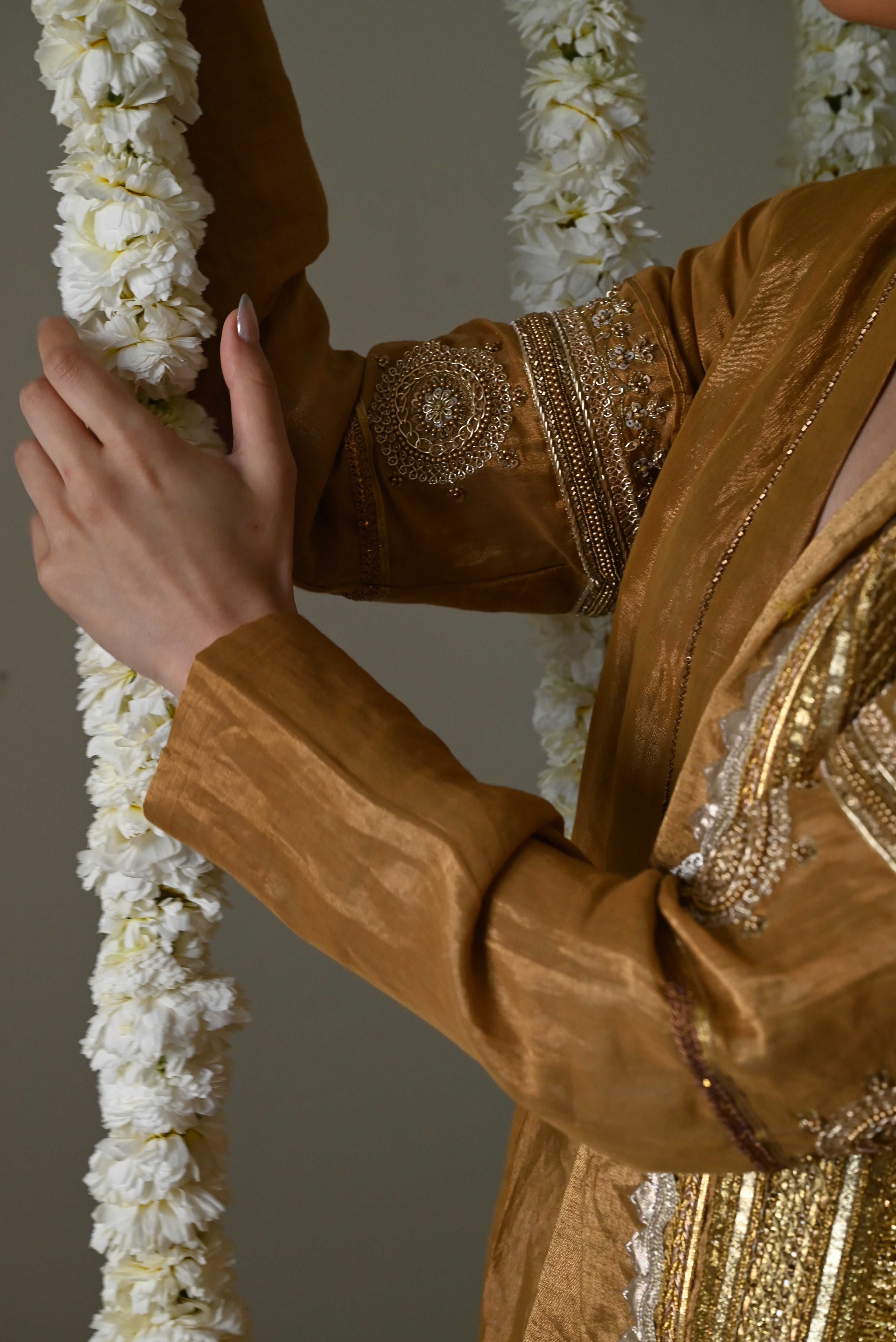 Sushma Anarkali in Antique Gold Tissue