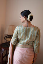 Nusrat Blouse in Green Handloom Zari stripe