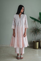 Jaya Kurta In Pink Jacquard And Chanderi With Pants