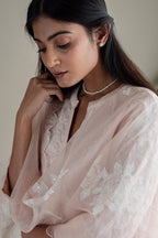 Stole In Ivory Handblock Printed Organza