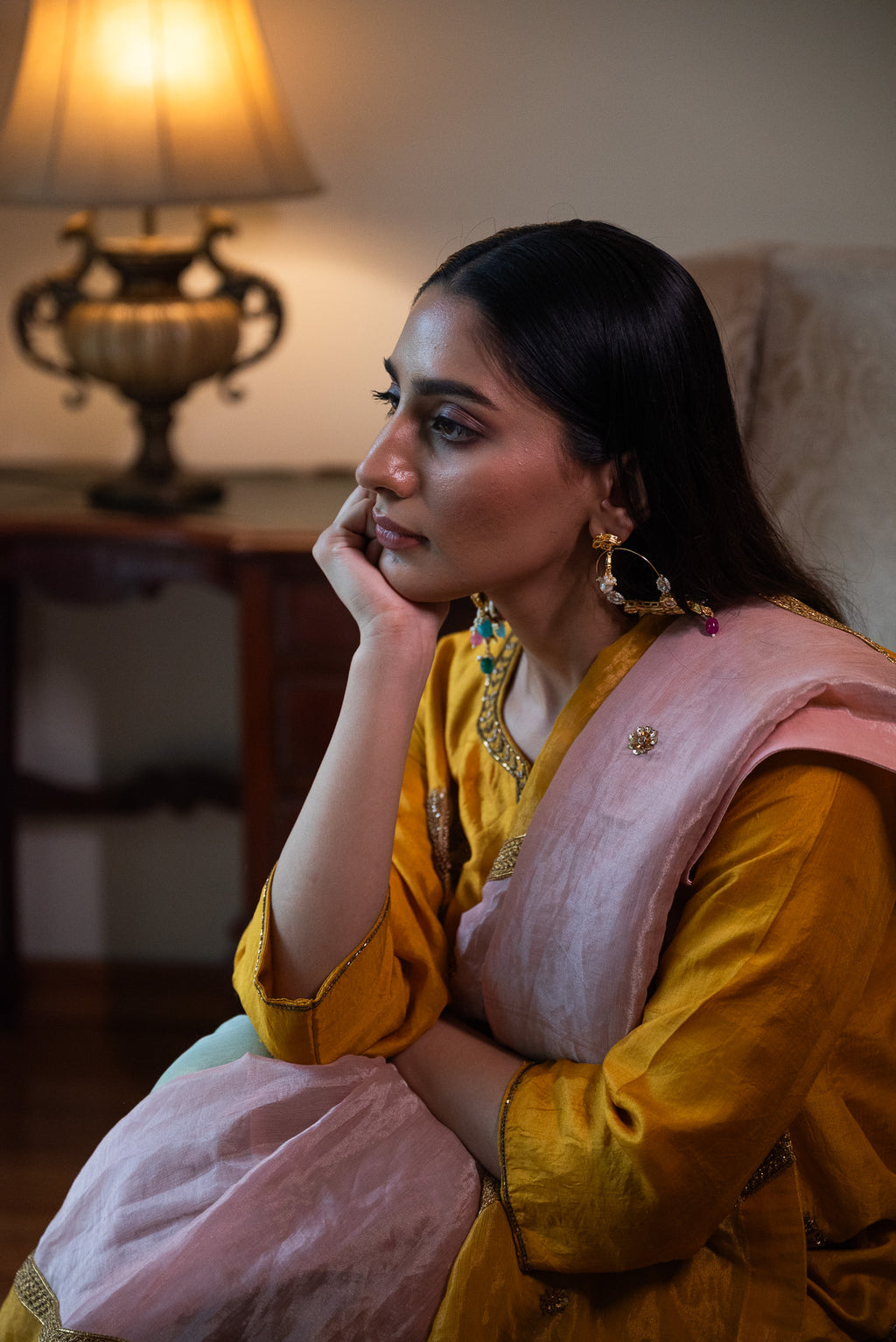 Anisha Kurta in Yellow with Pista Green Sharara