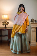 Anisha Kurta in Yellow with Pista Green Sharara
