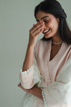 Mini Sashiko In Pink Chanderi With Shalwar