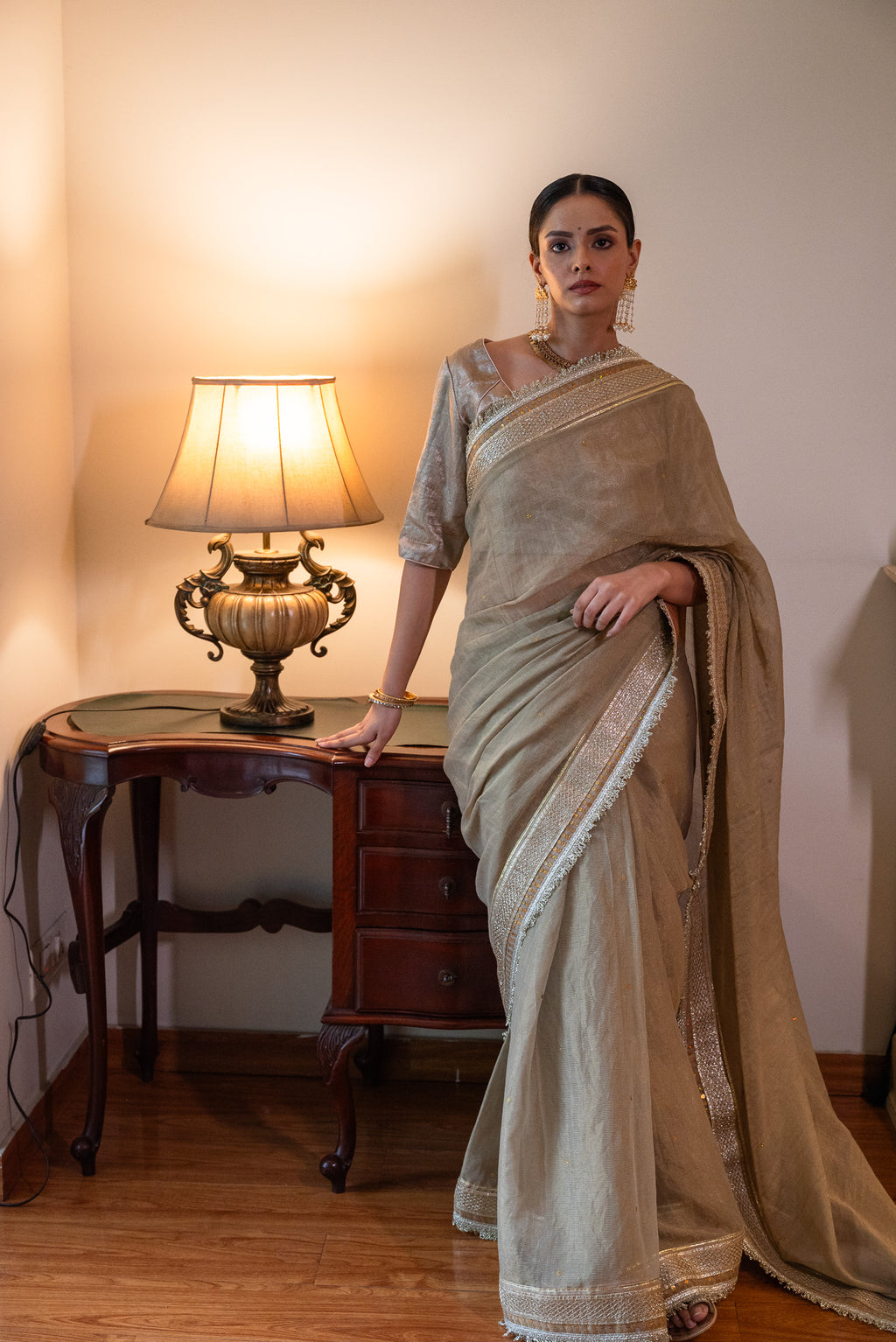 Dilnaz Blouse in Gold Brocade Tissue