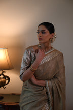 Jhilmil Tilla Saree in Sage Green