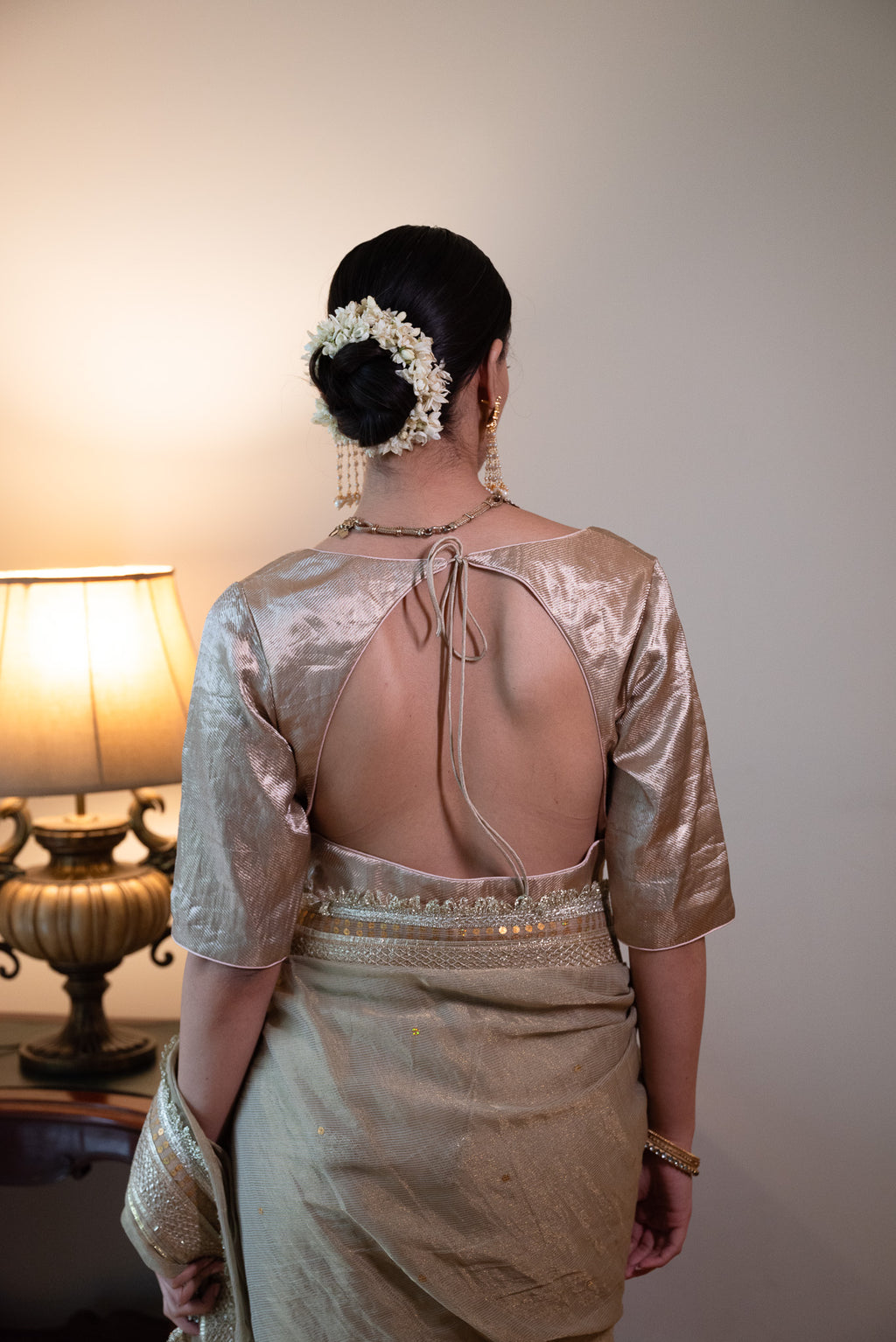 Dilnaz Blouse in Gold Brocade Tissue