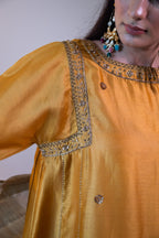 Sufi Choga in Yellow Chanderi with Pista Green Paki Salwar
