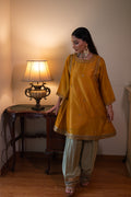 Sufi Choga in Yellow Chanderi with Pista Green Paki Salwar