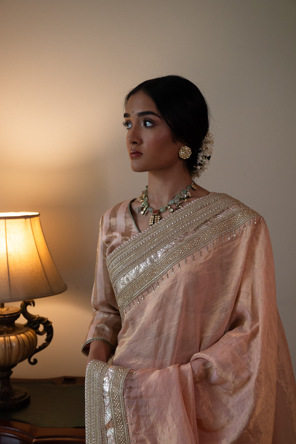 Chashme Shahi Tissue Saree in Ash Pink